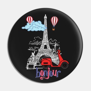 Addicted to Paris (Bonjour_Black Background) Pin