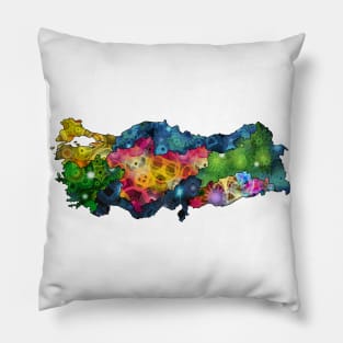 Spirograph Patterned Turkey Provinces Map Pillow