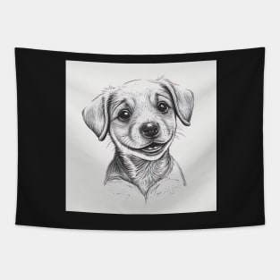 Realistic Happy Dog Illustration Drawing Tapestry