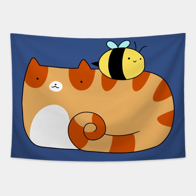 Bee and Orange Tabby Tapestry by saradaboru