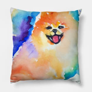 Pomeranian Watercolor Painting - Dog Lover Gifts Pillow