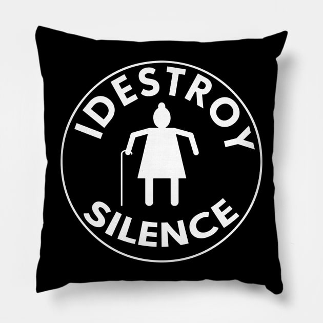 I destroy silence Pillow by Benedict Carter 