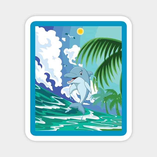 Dolphin in summer euphoria#4 Magnet by SpaskeArt