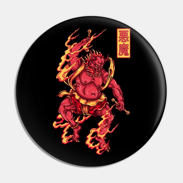 JAPANESE DEMON - ONI IN FLAMES, JAPAN, ART, TATTOO STYLE - DARK COLORS Pin by PorcupineTees