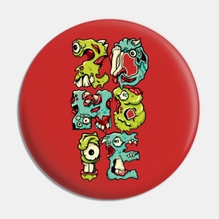 Zombie Letter Illustration Pin