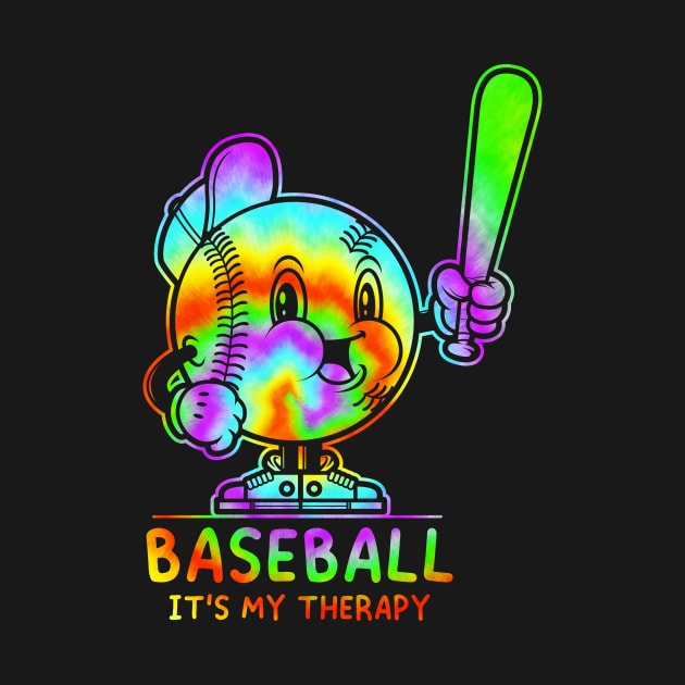 Baseball Its My Therapy Retro Funny Tie Dye Baseball Design by SWIFTYSPADE