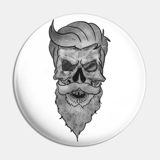 Tattoo Style - Vintage Skull - Black and White Pin