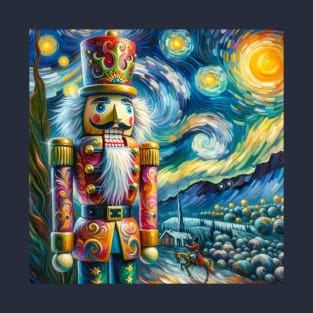 Nutcracker Fantasy: Enchanted Starry Night - Van Gogh-Inspired Ballet Art T-Shirt