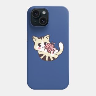 Kawaii Cat Playing With Yarn Ball Phone Case