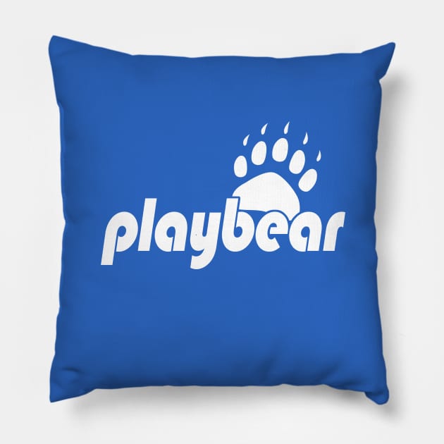 PLAYBEAR by WOOF SHIRT (White Text) Pillow by WOOFSHIRT