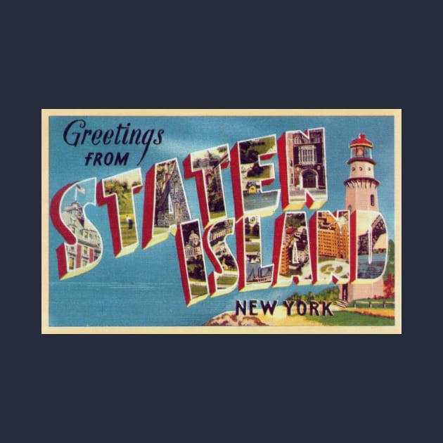 Greetings from Staten Island, New York - Vintage Large Letter Postcard by Naves