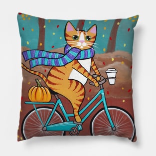 Ginger Autumn Bicycle Ride Pillow