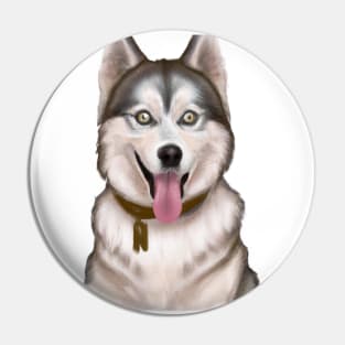 Cute Siberian Husky Drawing Pin