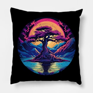 Red Tree in the Moonlight Pillow