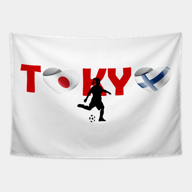 Sports, Football, Finland in Tokyo! Tapestry by ArtDesignDE