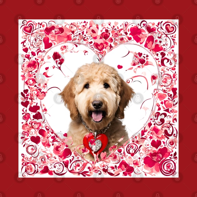 Goldendoodle Be Mine Valentine by Doodle and Things