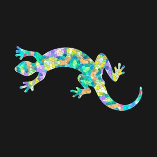 Mosaic Lizard Silhouette Art T-Shirt