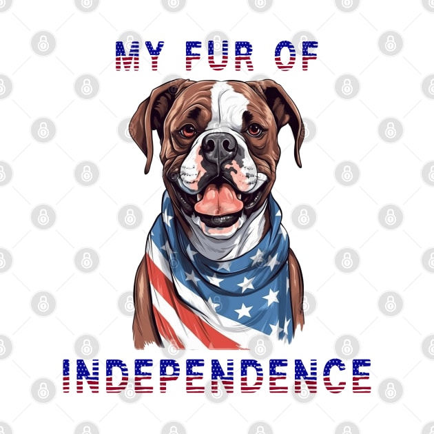 Boxer Funny USA Flag 4th of July Fur Of Independence by Sniffist Gang