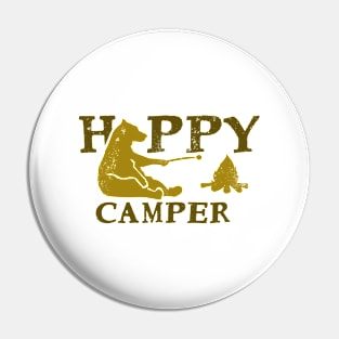 'Happy Camper Bear' Funny Bear Bonfire Gift Pin