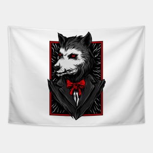 Big Bad Wolf Suit Black Red Tapestry