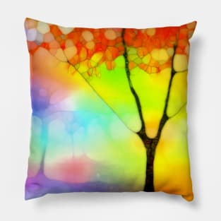 Whimsical rainbow magical tree Pillow