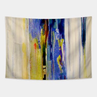 modern abstract painting blue and yellow Tapestry