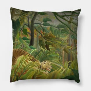 Henri Rousseau Tiger in a Tropical Storm (Surprised!) Pillow