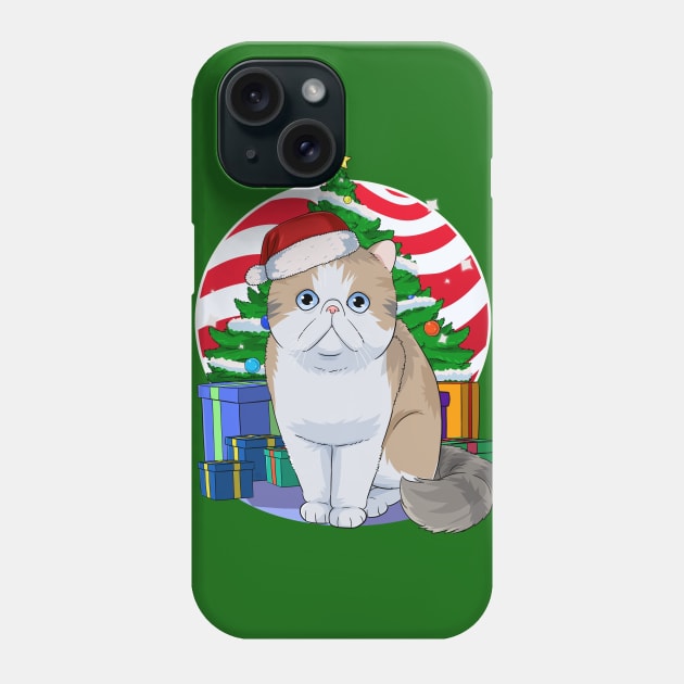 Exotic Shorthair Cat Christmas Tree Santa Phone Case by Noseking