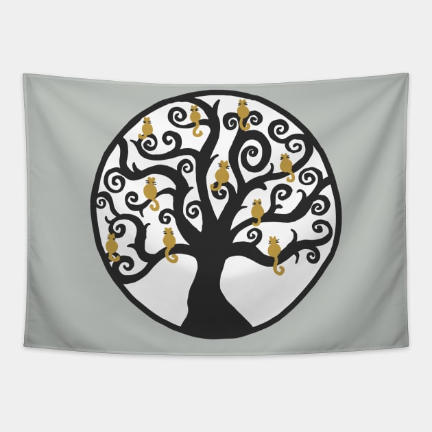Cat Tree of Life Tapestry by julieerindesigns