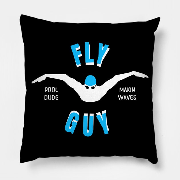 Mens Butterfly Fly Guy Swimmer Swimming Fan Gift Pillow by atomguy