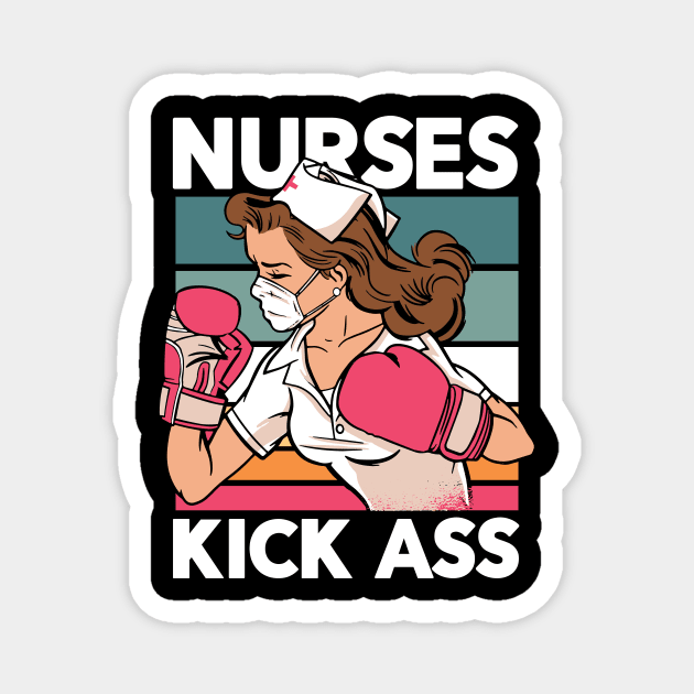 Nurses Kick Ass // Retro Funny Nurse Love Magnet by SLAG_Creative