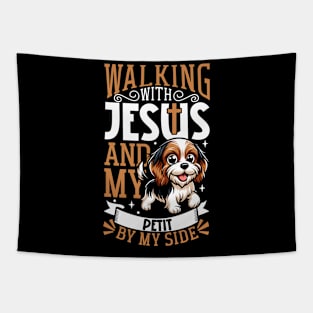 Jesus and dog - Petit Basset Griffon Vendéen Tapestry