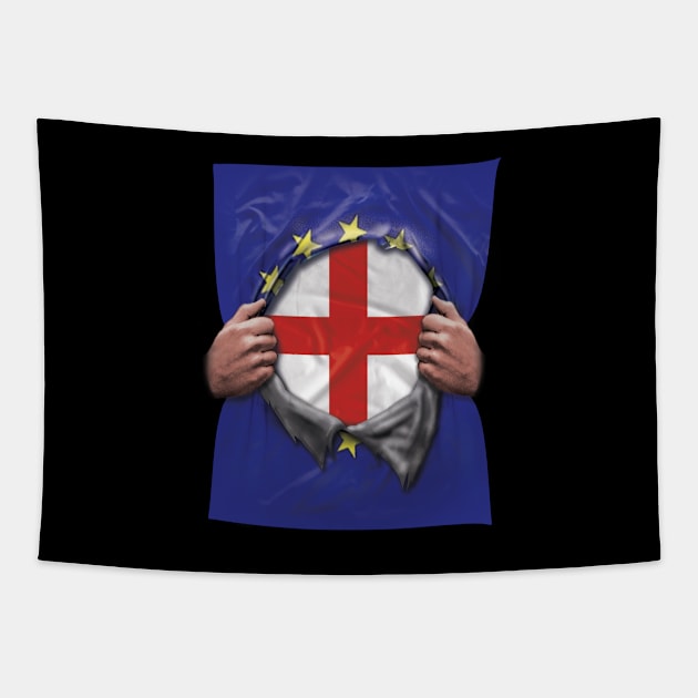 England Flag European Union Flag Ripped Open - Gift for European Union From England Tapestry by Country Flags