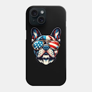 French Bulldog Patriotic Sunglasses American Flag 4th of July Phone Case