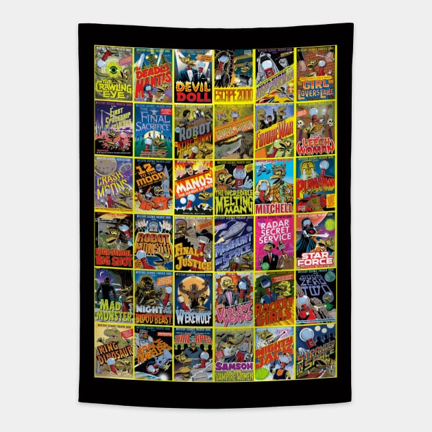 MST3K Box Art Collage Tapestry by Starbase79