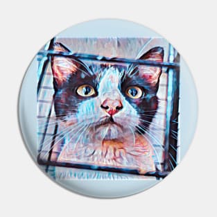 ART COLORS CAT BLUE SELFIE Pin