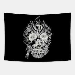 Animals and Flowers Wildlife Skull 2 Tapestry