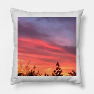 Prism Violet, Royal Blue, Deep Sea Coral Pink And Gold Clouds In The Sunset Sky Pillow