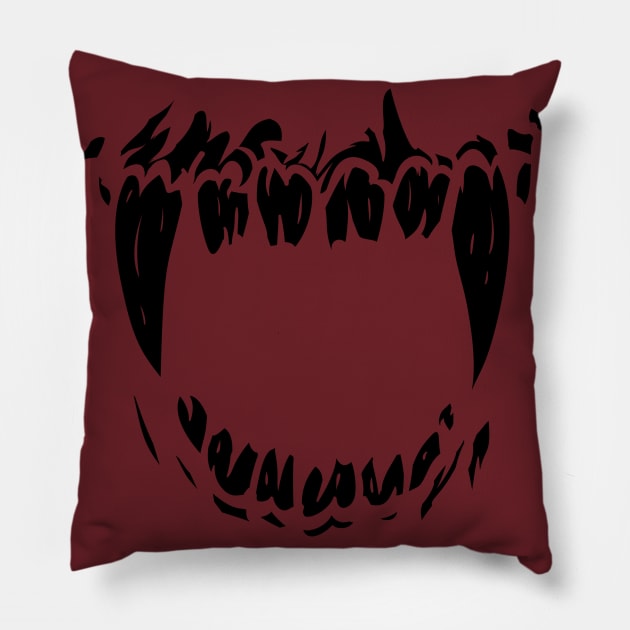 Monster Fangs - Vampire Fangs - Zombie Fangs - horror, goth, creepy Pillow by Wanderer Bat