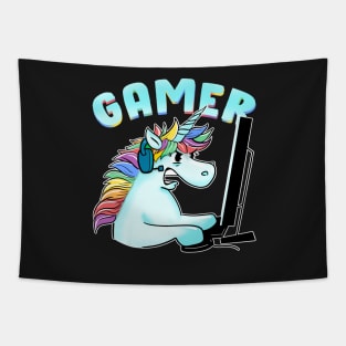 Unicorn Gamer Funny gamming Tapestry