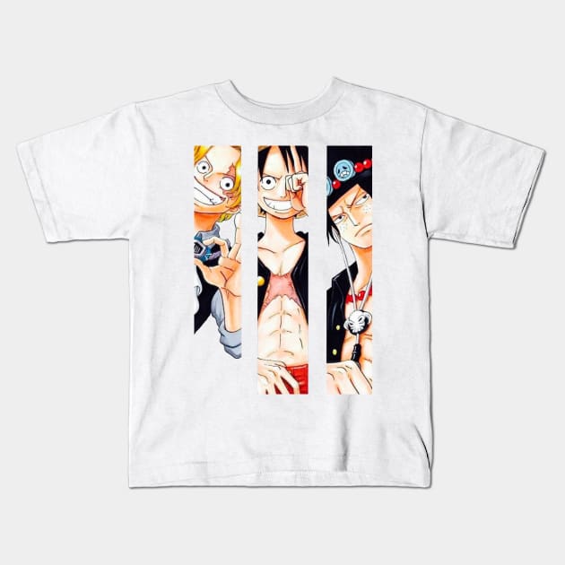 Luffy, sabo, ace - Luffy One Piece - Kids T-Shirt