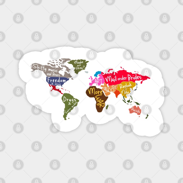 world map by usa Magnet by redwane