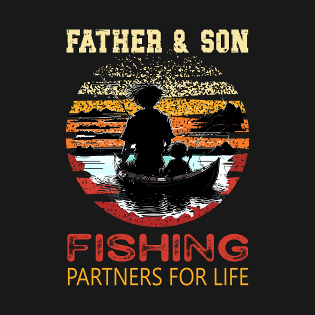 Vintage Father Son Fishing Partners For Life Dad Matching by AlmaDesigns