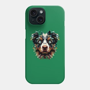 Fluffy Australian Shepherd Dog Stencil Artwork Phone Case