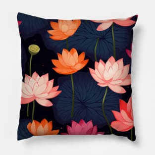 Serenity Blooms: Timeless Lotus Flower Pattern Pillow