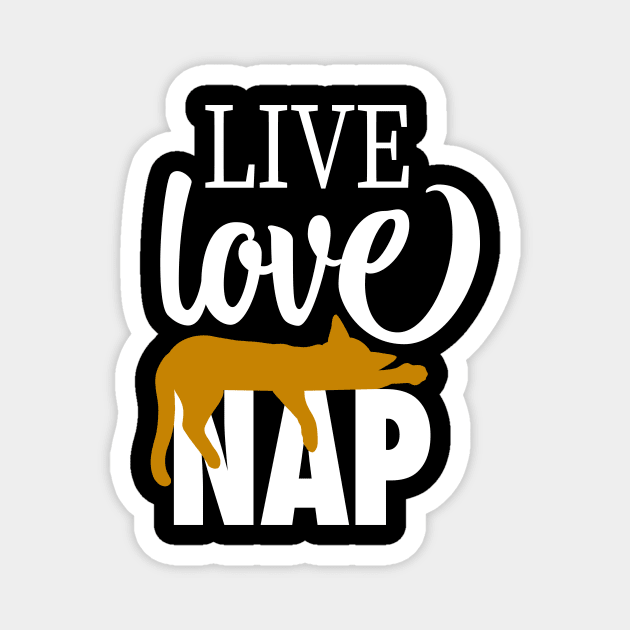 Live Love Nap Sleepy Orange Tabby Cat - Lazy Day Kitty Lover Magnet by cottoncanvas