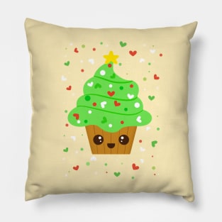 Cute christmas tree cupcake Pillow