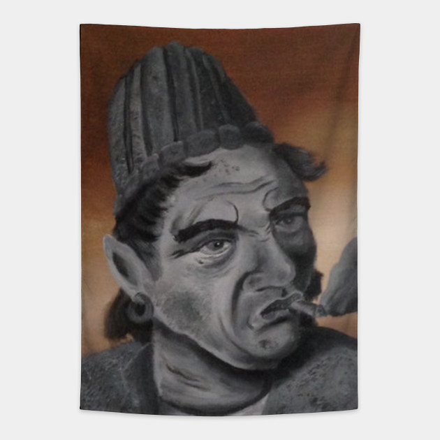 Monochromatic Gangster Portrait Black And White Tapestry