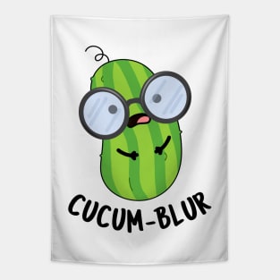 Cucum-blur Funny Veggie Cucumber Pun Tapestry