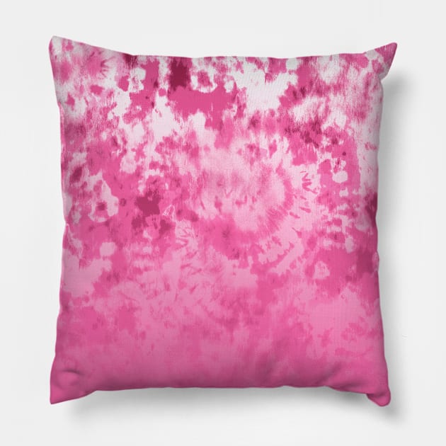 Ombre Hot Pink Tie-Dye Pillow by Carolina Díaz